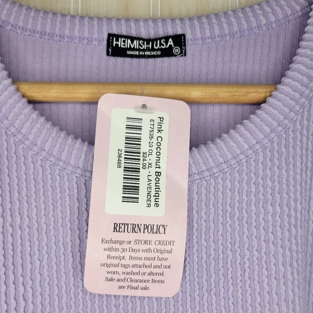 Women's Lavender Ruffle Sleeve Knit Top - Picture 4 of 4